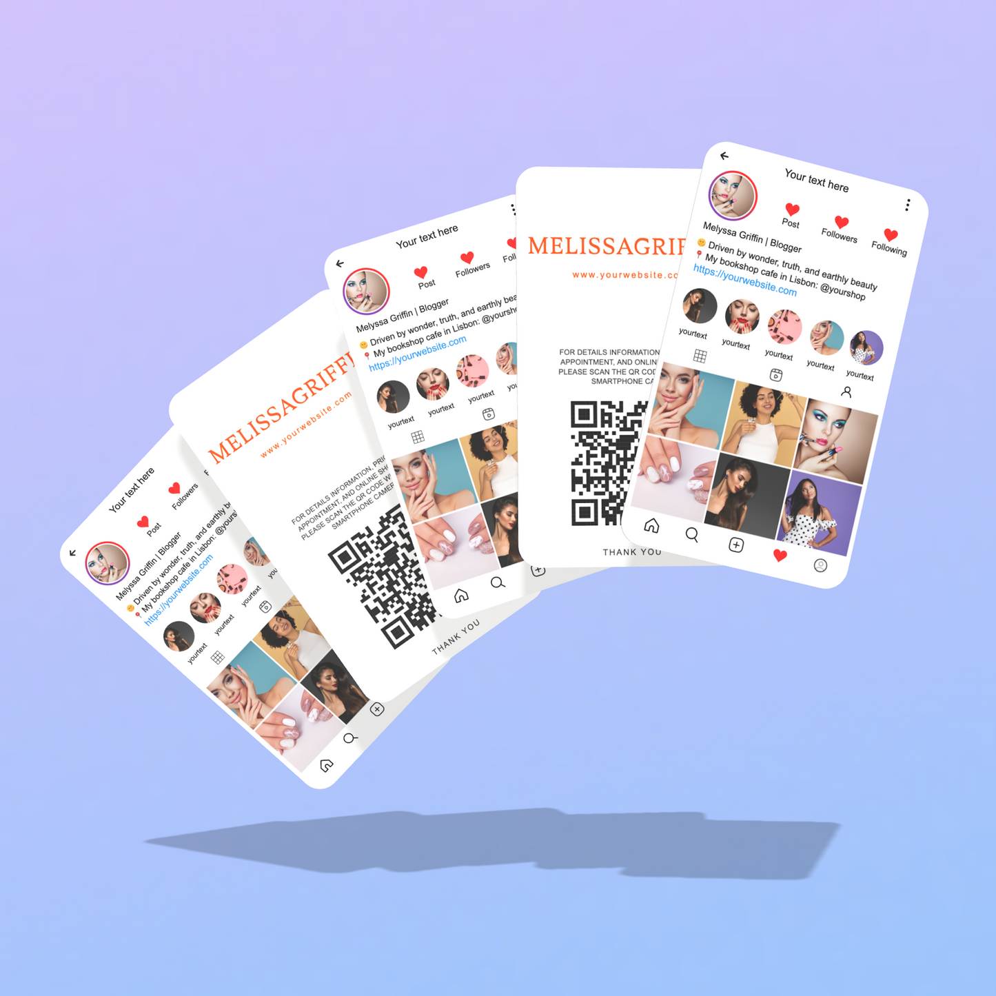 Customize Instagram Business Card - 3.5″ x 2″ Double-Sided QR Card - Collage