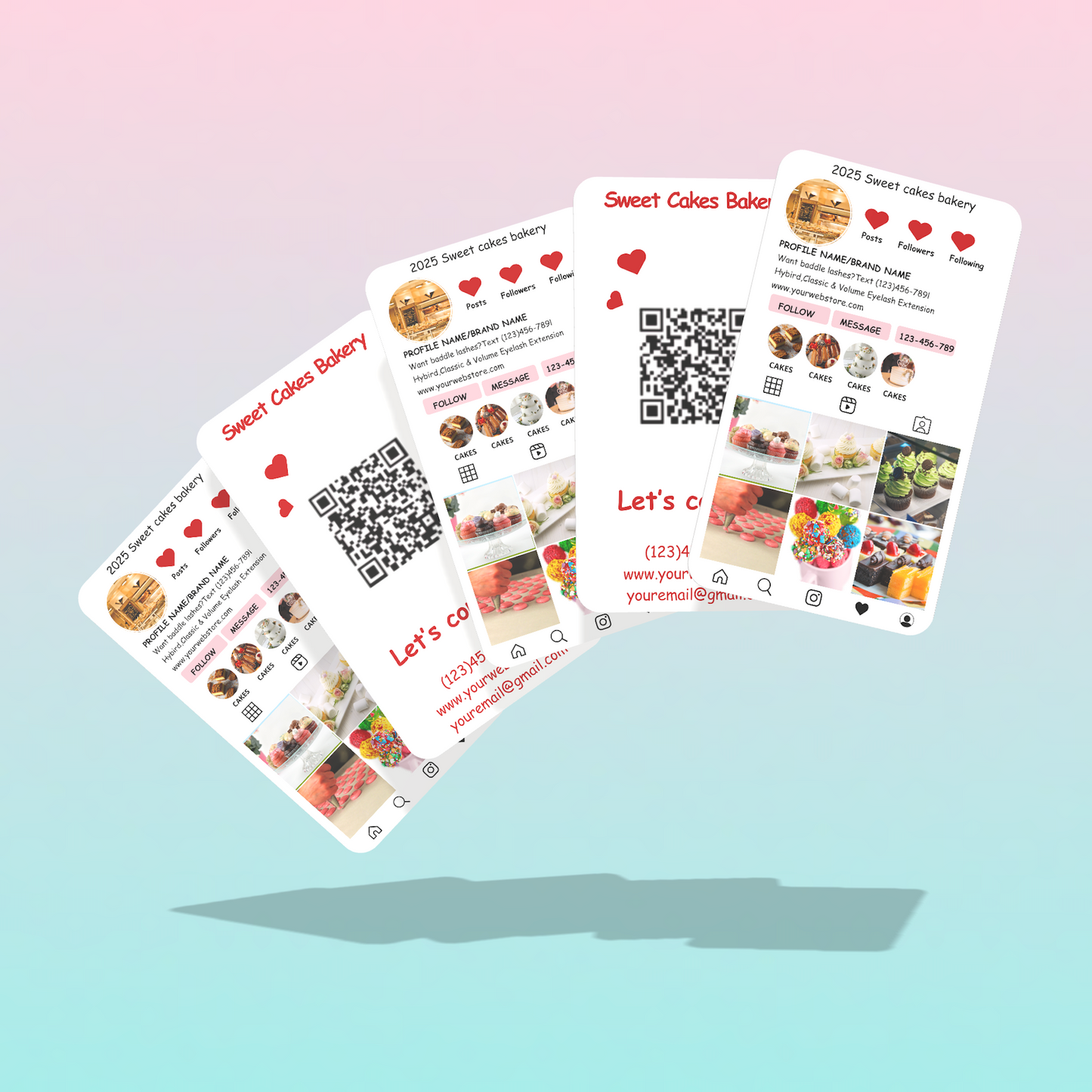 Customize Instagram Business Card - 3.5″ x 2″ Double-Sided QR Card - Sweetcakes