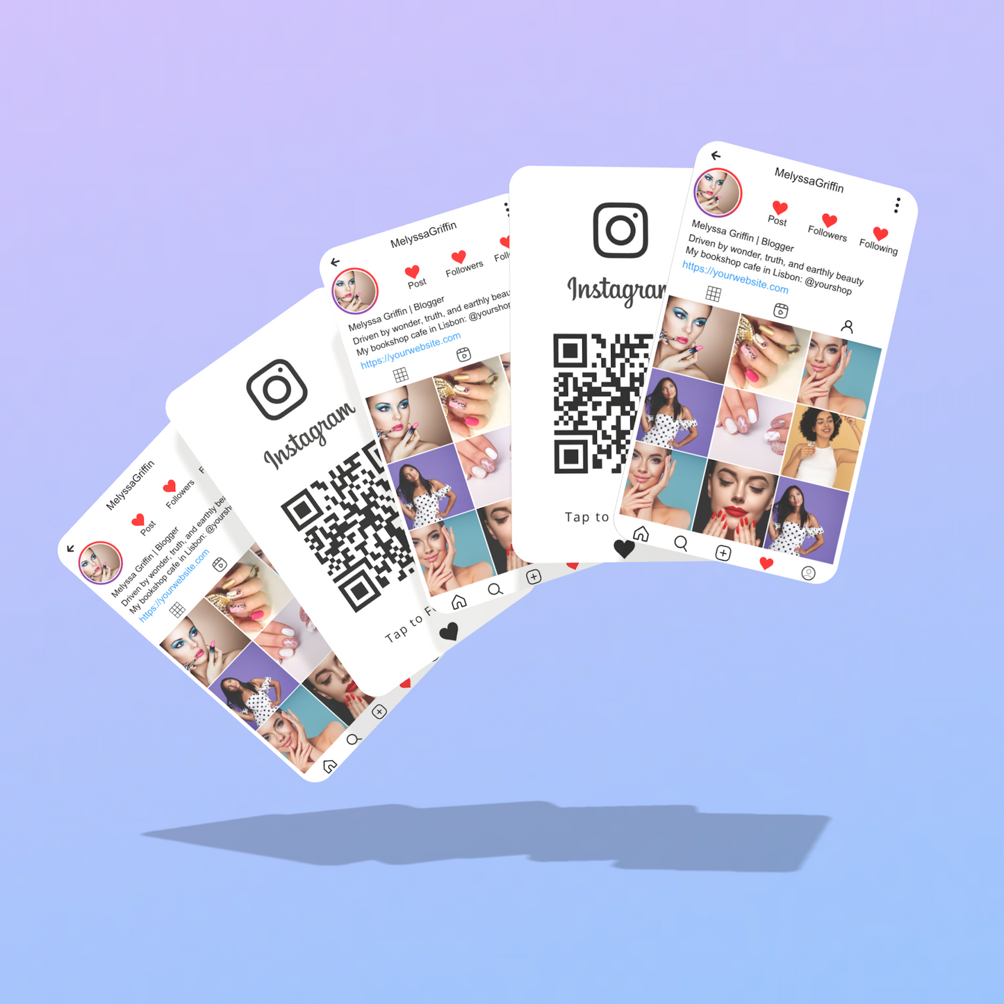 Customize Instagram Business Card - 3.5″ x 2″ Double-Sided QR Card - Profile - Light