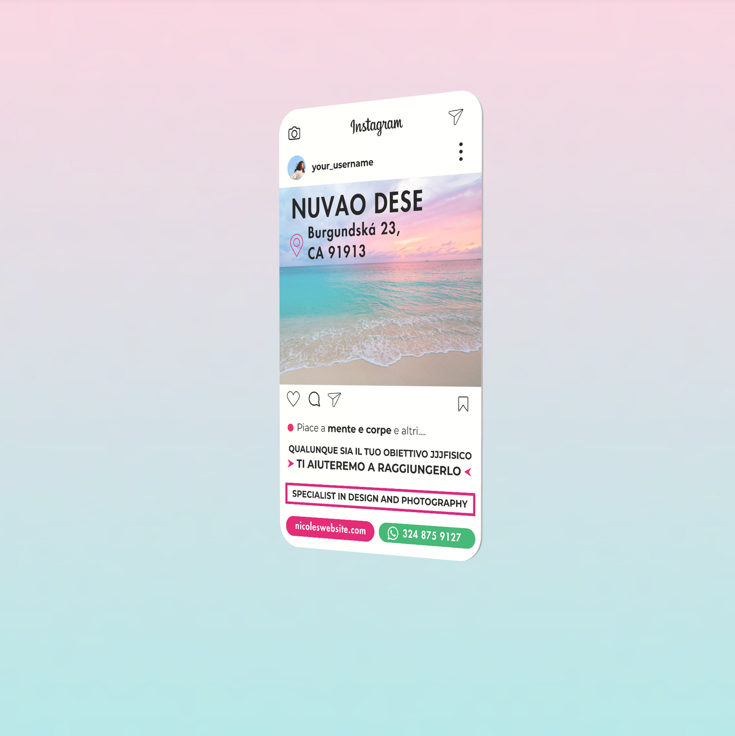 Customize Instagram Business Card - 3.5″ x 2″ Double-Sided QR Card - Nuvao