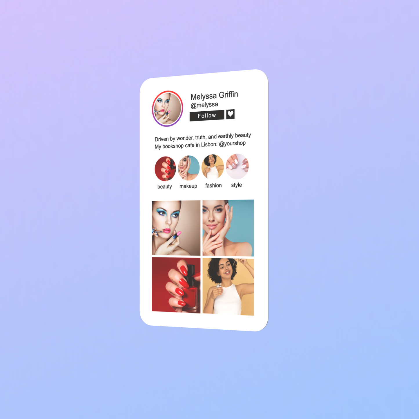 Customize Instagram Business Card - 3.5″ x 2″ Double-Sided QR Card - Skylar