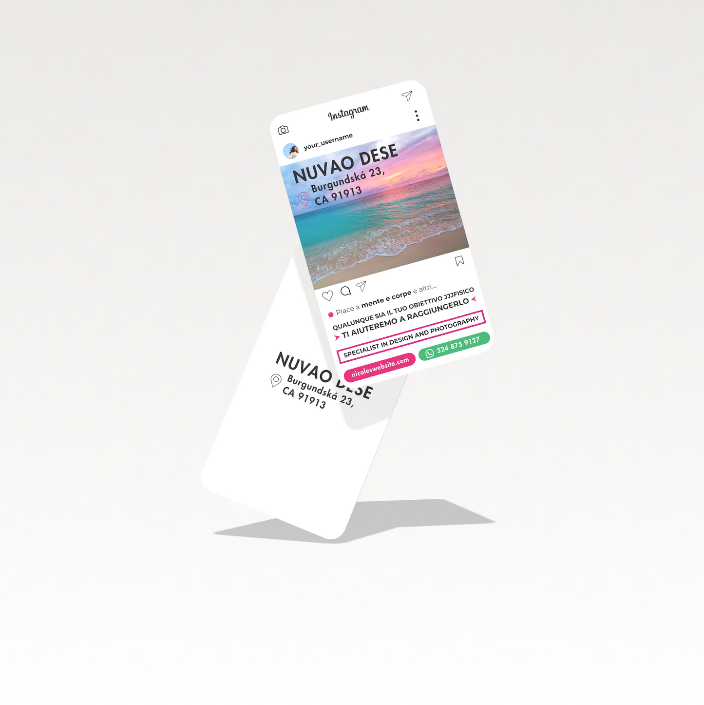 Customize Instagram Business Card - 3.5″ x 2″ Double-Sided QR Card - Nuvao