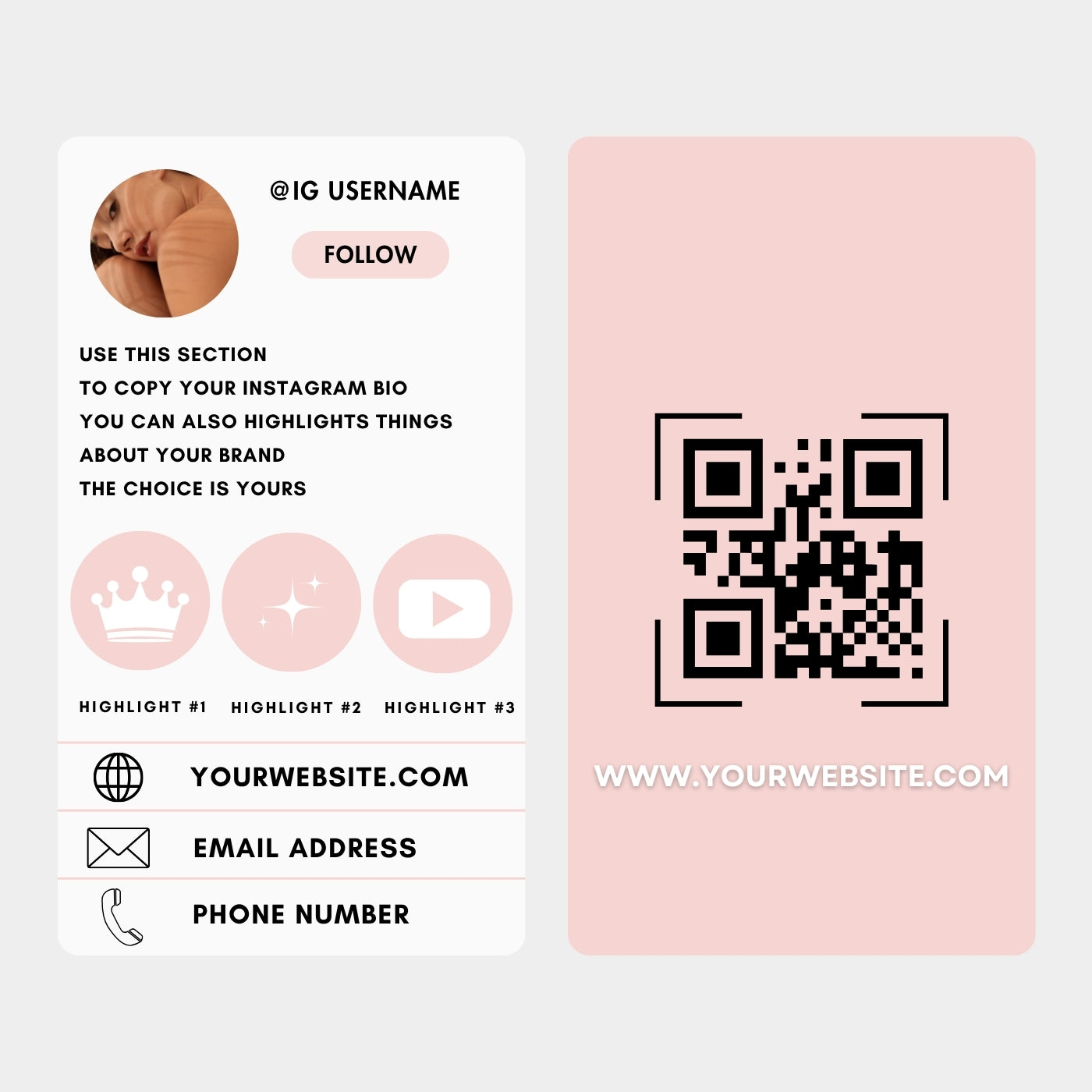 Customize Instagram Business Card - 3.5″ x 2″ Double-Sided QR Card - Artist
