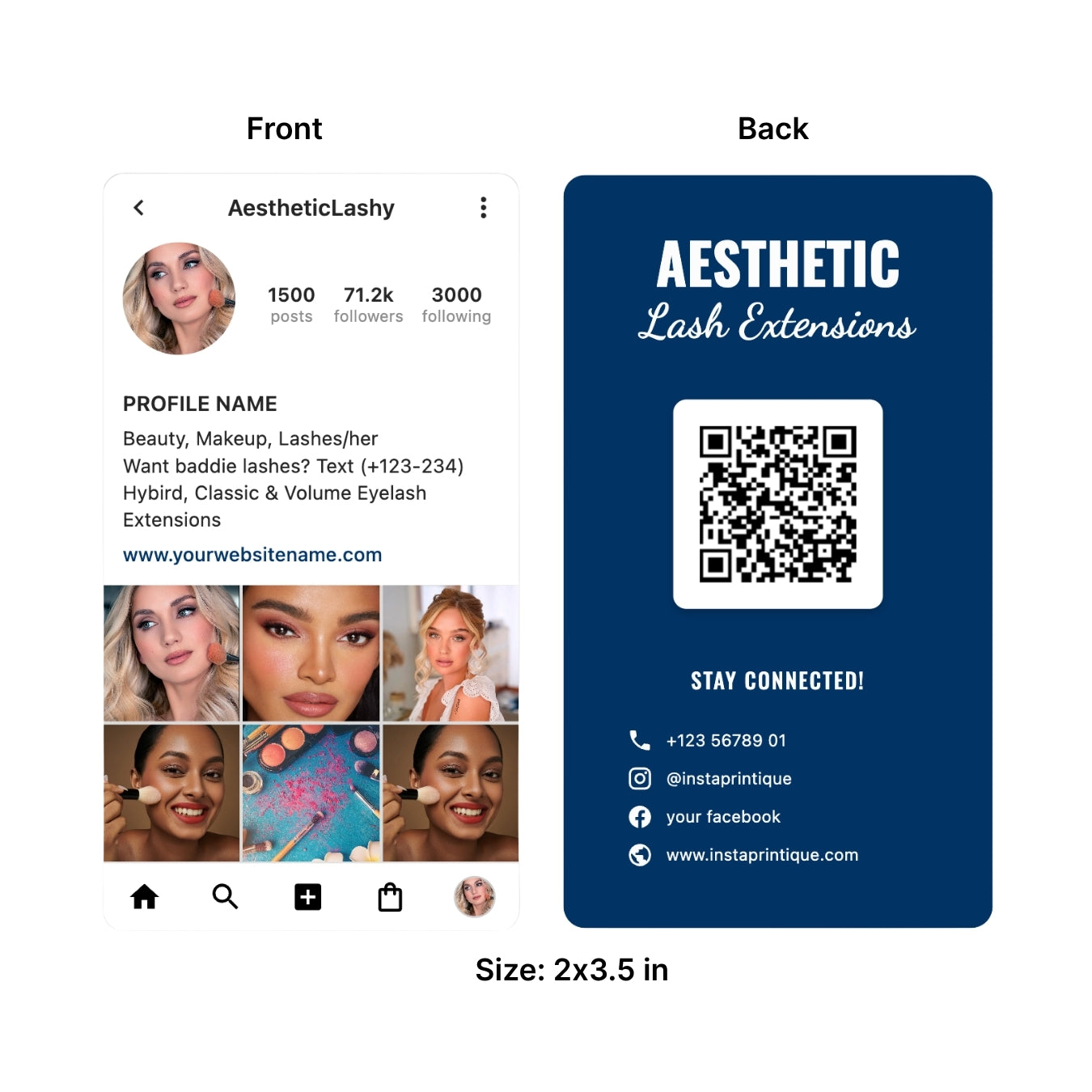 Instagram Business Card - 3.5″ x 2″ Double-Sided QR Card - White