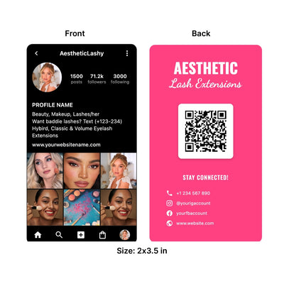 Instagram Business Card - 3.5″ x 2″ Double-Sided QR Card - Black - Alternate view