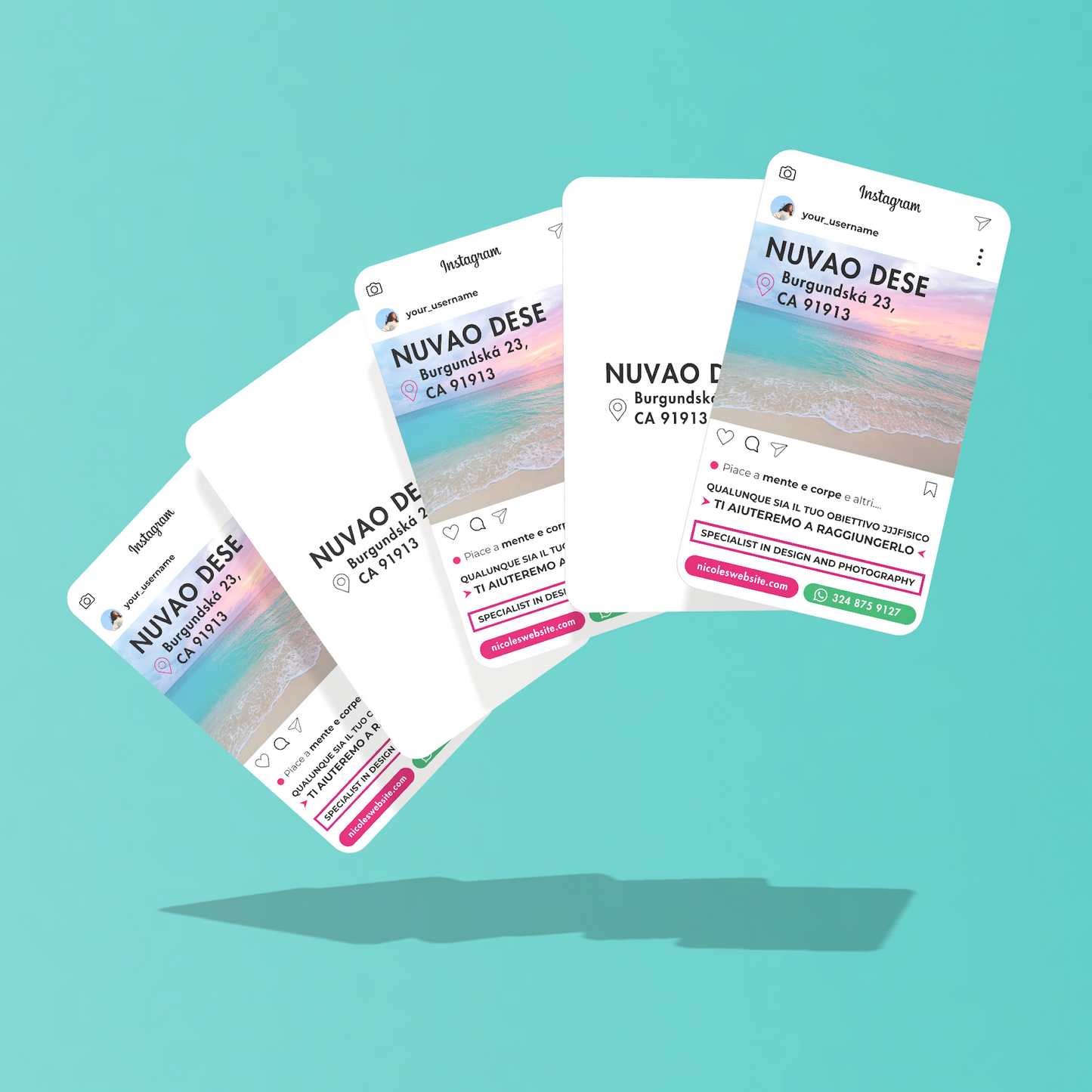Customize Instagram Business Card - 3.5″ x 2″ Double-Sided QR Card - Nuvao