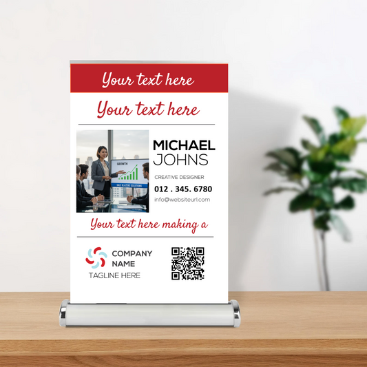 Personalized Tabletop Retractable Banner Stand | 11.5"x17.5" Desktop Marketing Display,T1