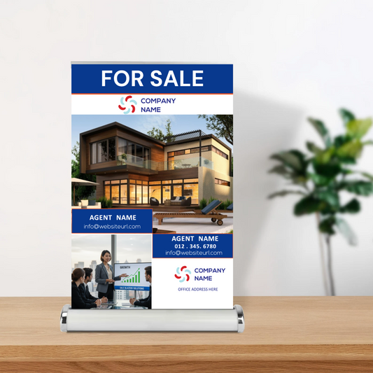 Personalized Tabletop Retractable Banner Stand | 11.5"x17.5" Desktop Marketing Display,T3