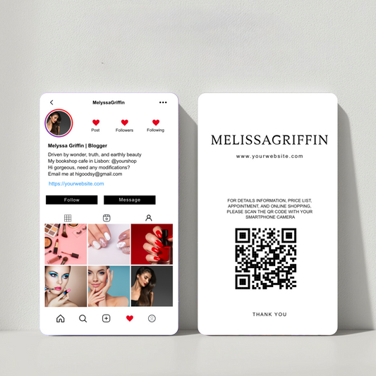 Customize Instagram Business Card - 3.5″ x 2″ Double-Sided QR Card - Manicurist