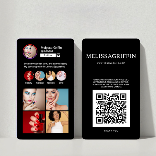 Customize Instagram Business Card - 3.5″ x 2″ Double-Sided QR Card - Skylar (Dark)