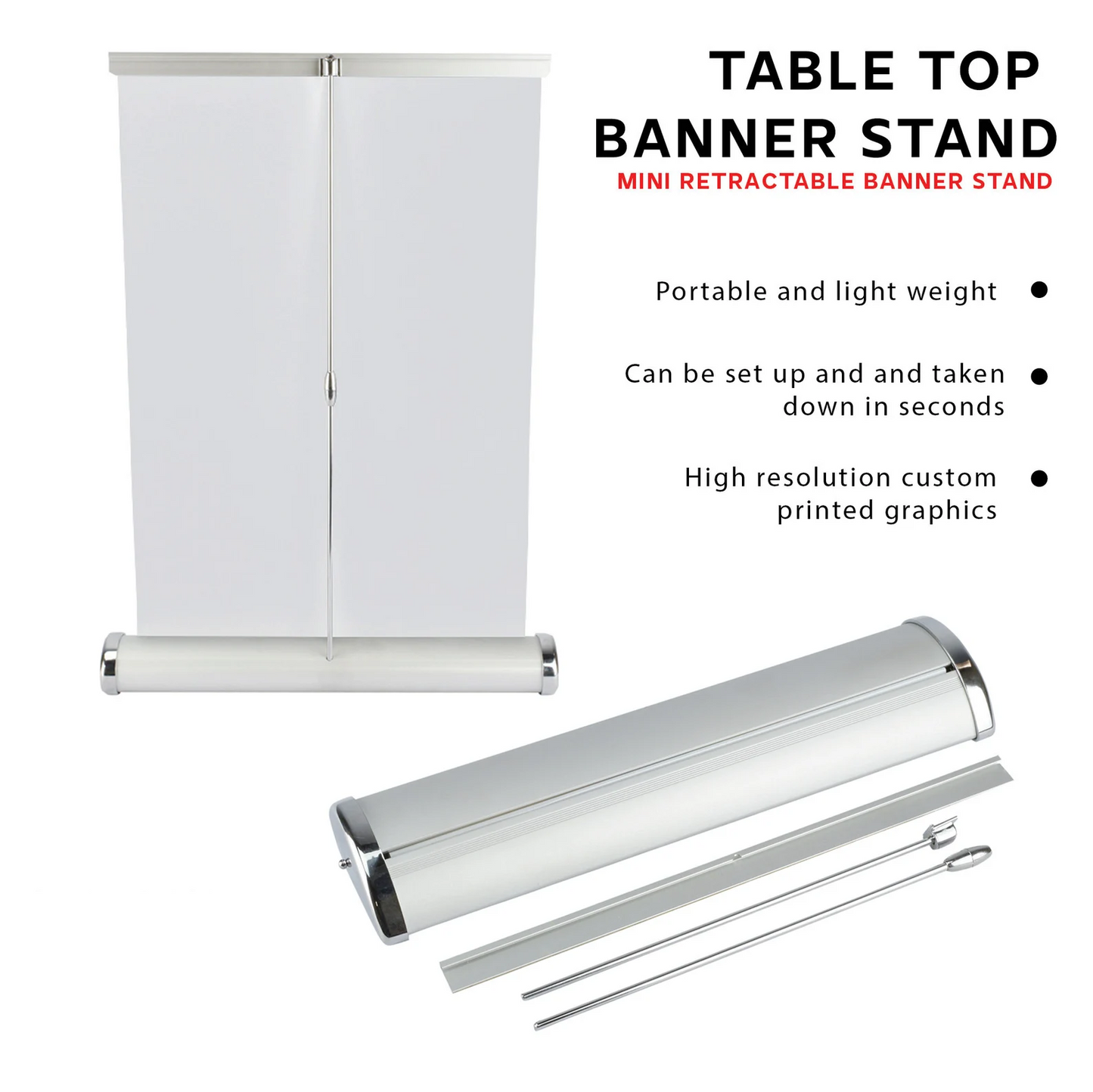 Personalized Tabletop Retractable Banner Stand | 11.5"x17.5" Desktop Marketing Display,T3