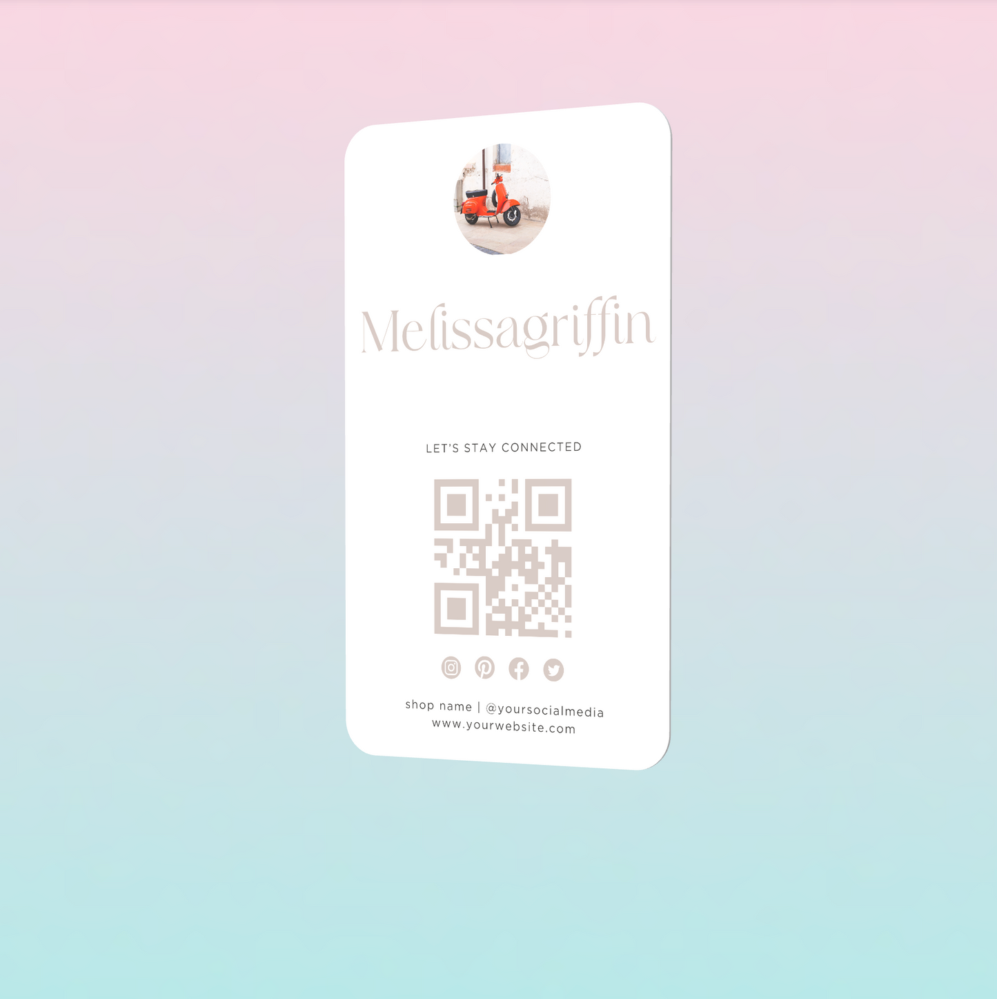 Customize Instagram Business Card - 3.5″ x 2″ Double-Sided QR Card - Melyssa